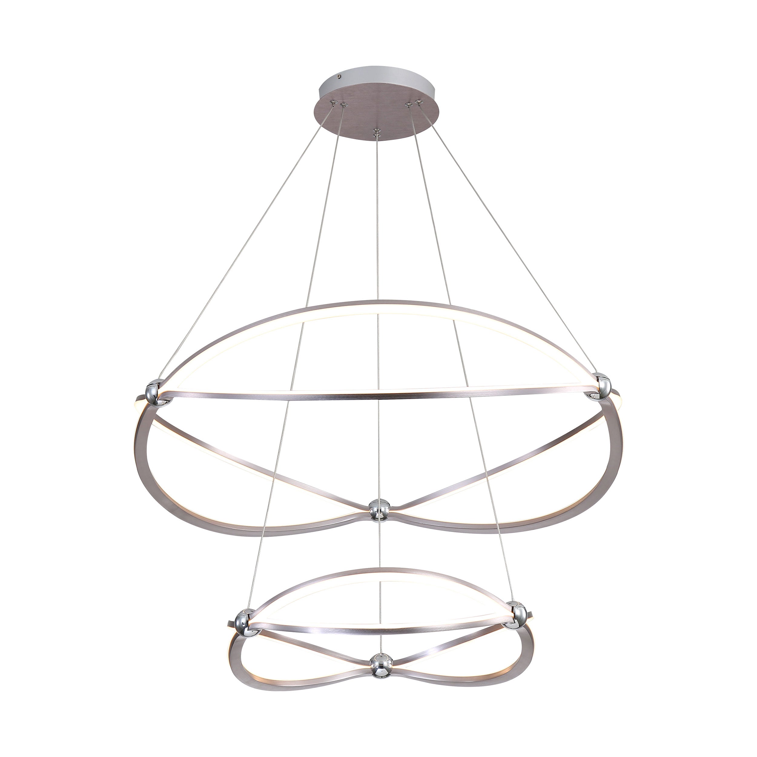 Spirale Integrated LED Two-tier 32in Chandelier in Satin Nickel