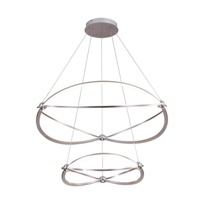 Spirale Integrated LED Two-tier 32in Chandelier in Satin Nickel, alternate view - Golden Lighting