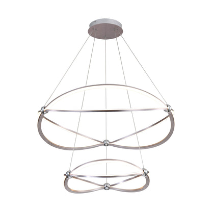 Spirale Integrated LED Two-tier 32in Chandelier in Satin Nickel