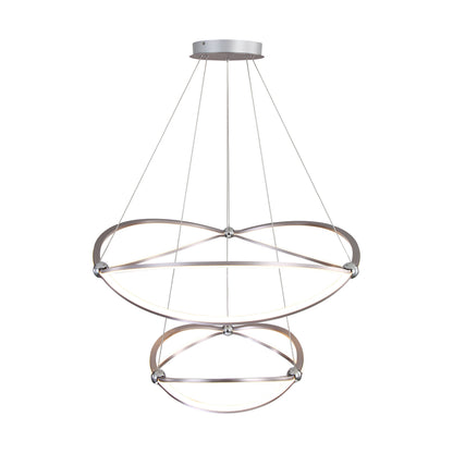 Spirale Integrated LED Two-tier 32in Chandelier in Satin Nickel