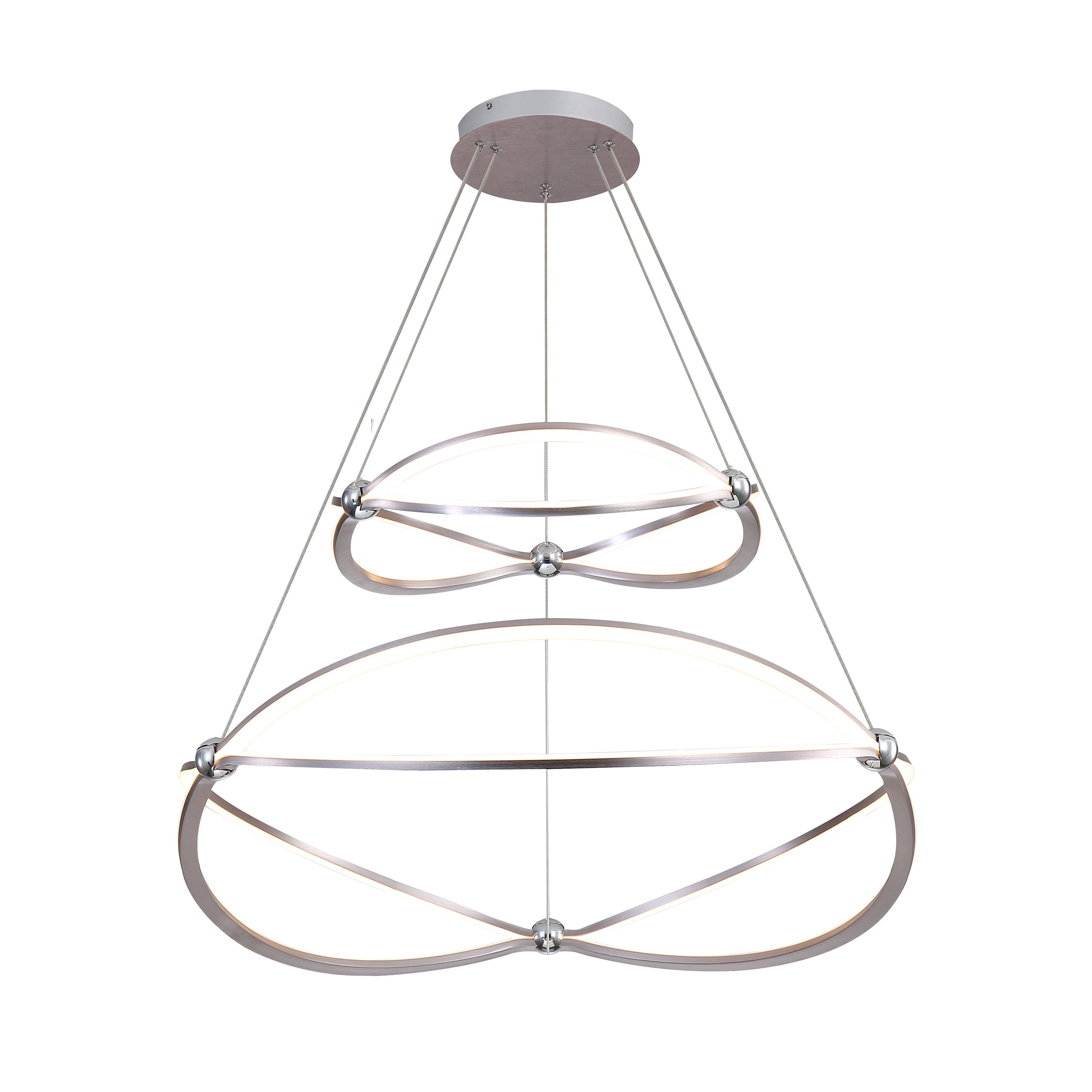 Spirale Integrated LED Two-tier 32in Chandelier in Satin Nickel