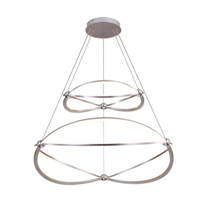 Spirale Integrated LED Two-tier 32in Chandelier in Satin Nickel