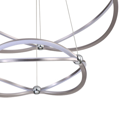 Spirale Integrated LED Two-tier 32in Chandelier in Satin Nickel, alternate view - Golden Lighting