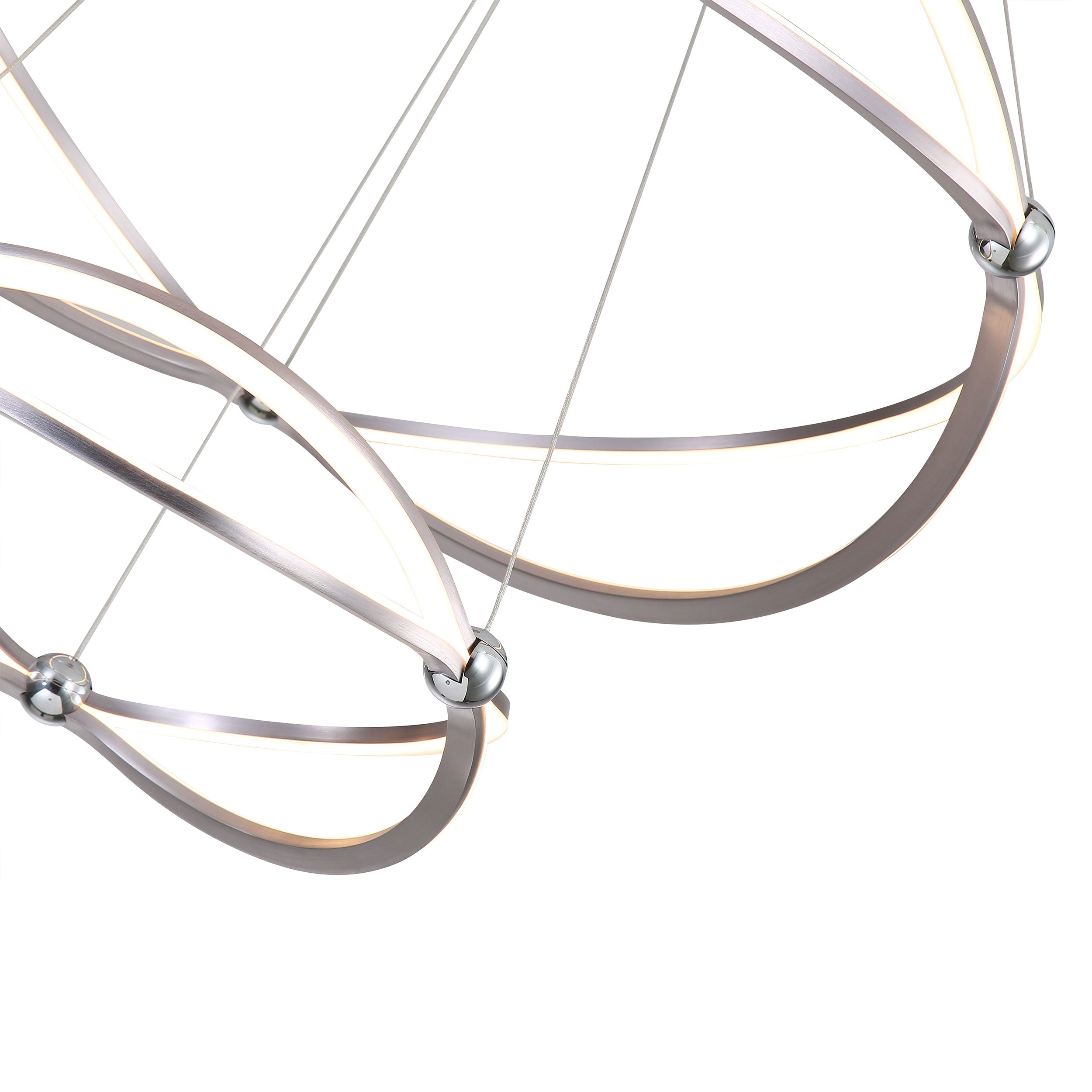 Spirale Integrated LED Two-tier 32in Chandelier in Satin Nickel