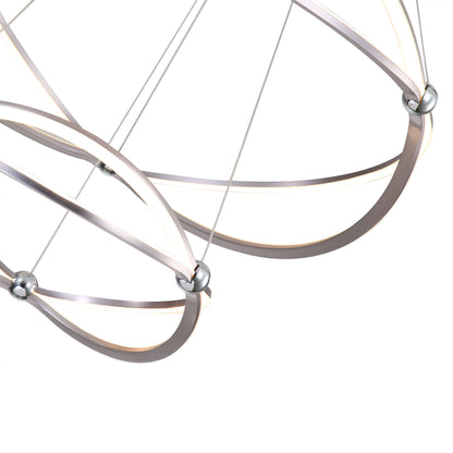 Spirale Integrated LED Two-tier 32in Chandelier in Satin Nickel