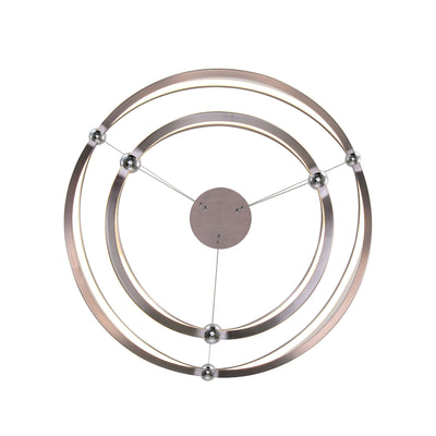 Spirale Integrated LED Two-tier 32in Chandelier in Satin Nickel, view from below - Golden Lighting