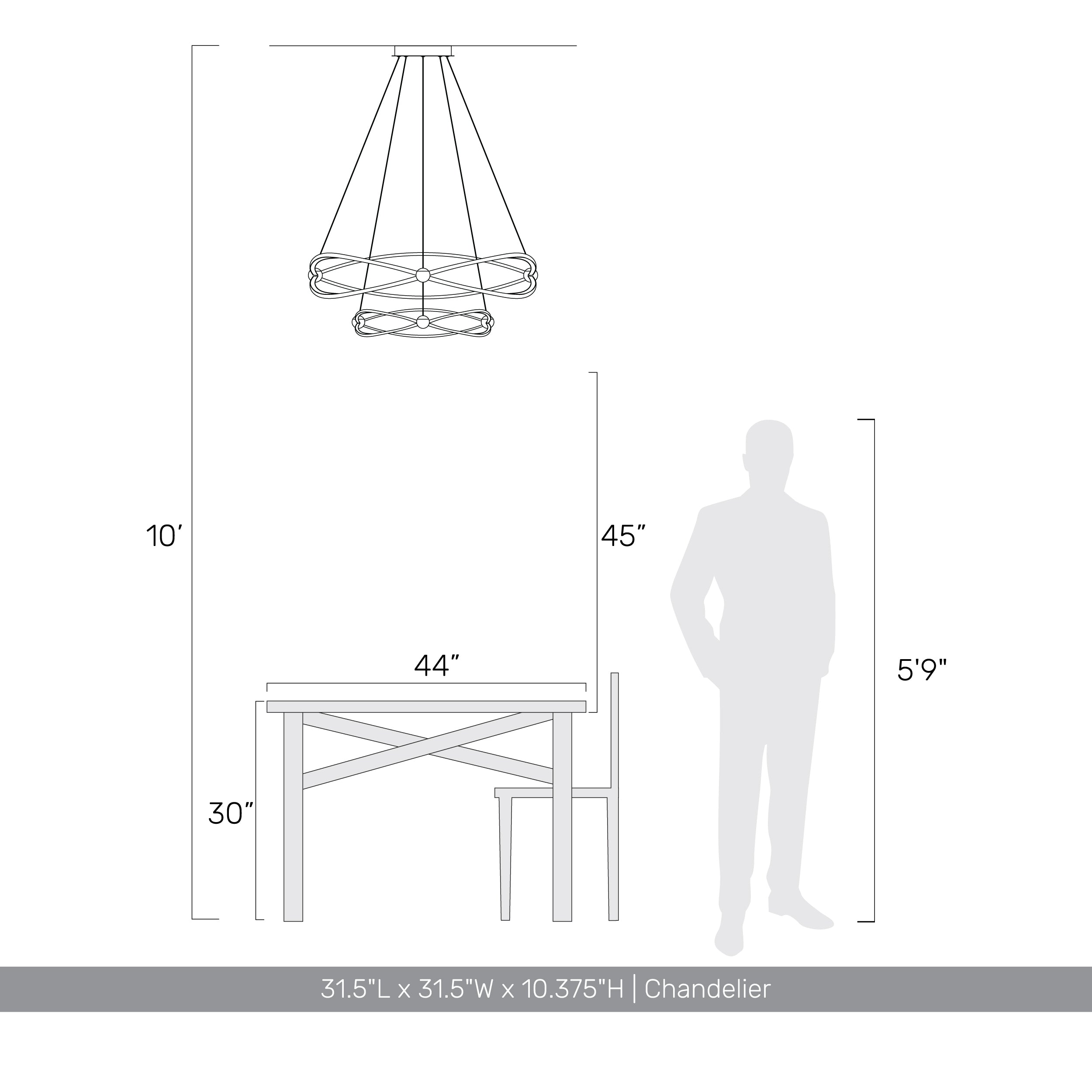 Spirale Integrated LED Two-tier 32in Chandelier in Satin Nickel
