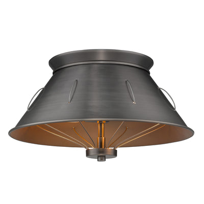 Golden Lighting Whitaker 2-light Flush Mount in Aged Steel - - Golden Lighting
