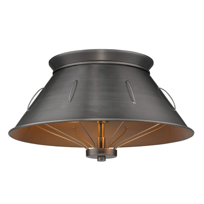 Golden Lighting Whitaker 2-light Flush Mount in Aged Steel - - Golden Lighting