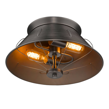 Golden Lighting Whitaker 2-light Flush Mount in Aged Steel - - Golden Lighting