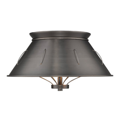 Golden Lighting Whitaker 2-light Flush Mount in Aged Steel