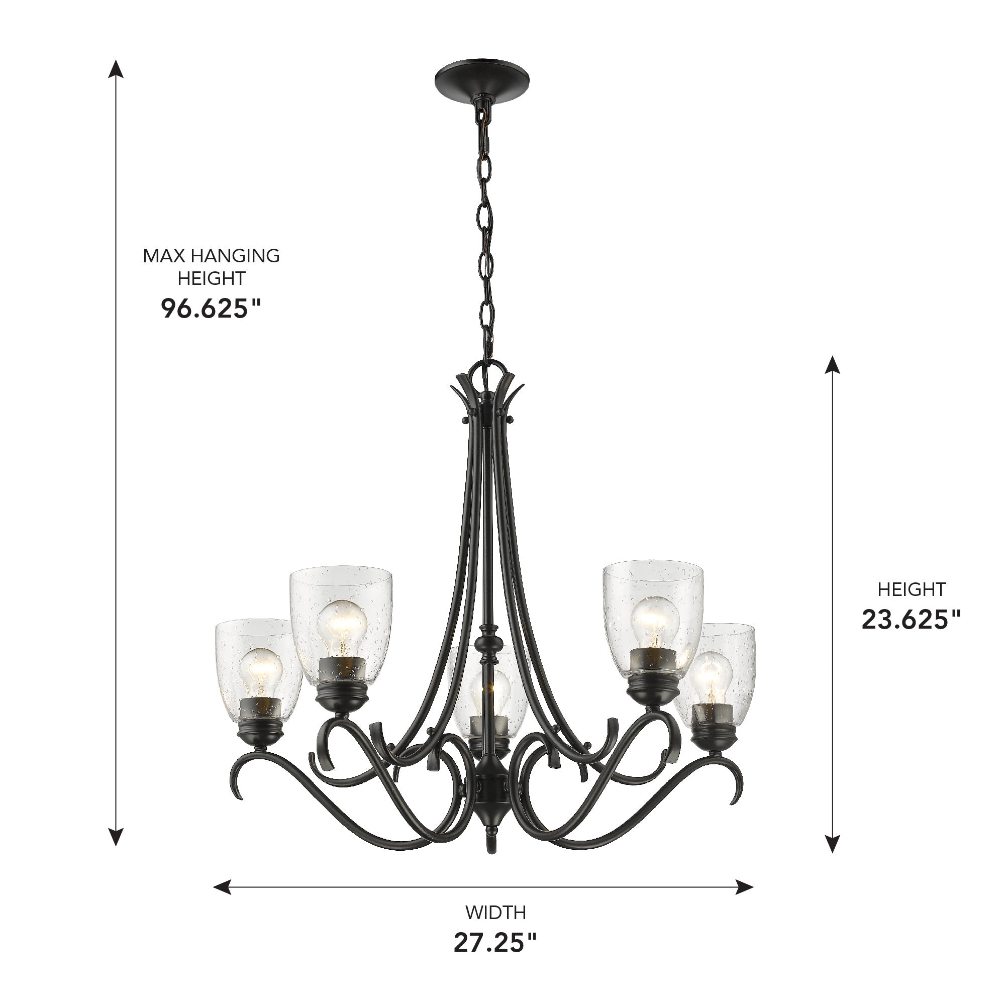 Golden Lighting Parrish 5-light Chandelier in Matte Black - - Golden Lighting