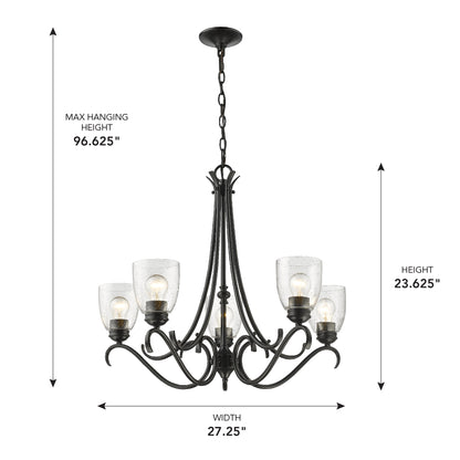 Golden Lighting Parrish 5-light Chandelier in Matte Black - - Golden Lighting