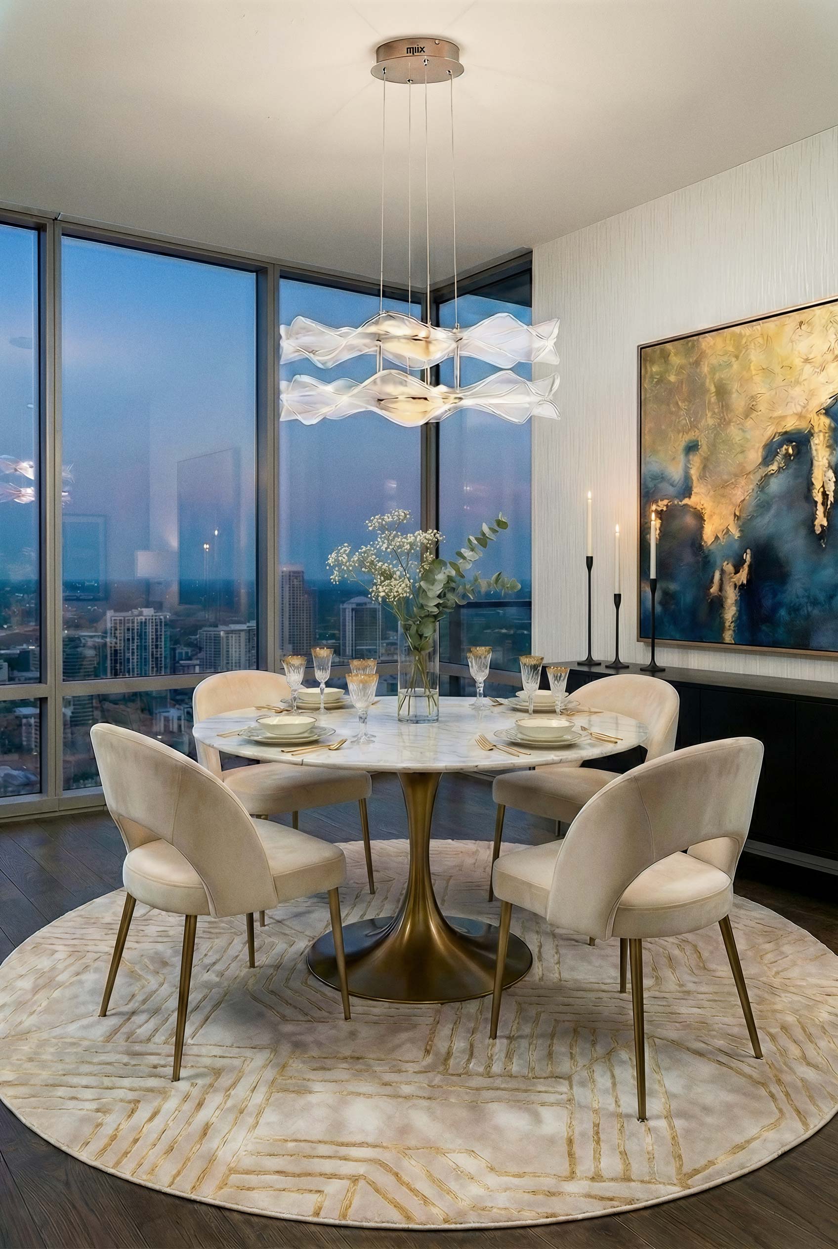 Golden Lighting Vetrina Integrated LED 2-tier Pendant in Light Gold - - Golden Lighting