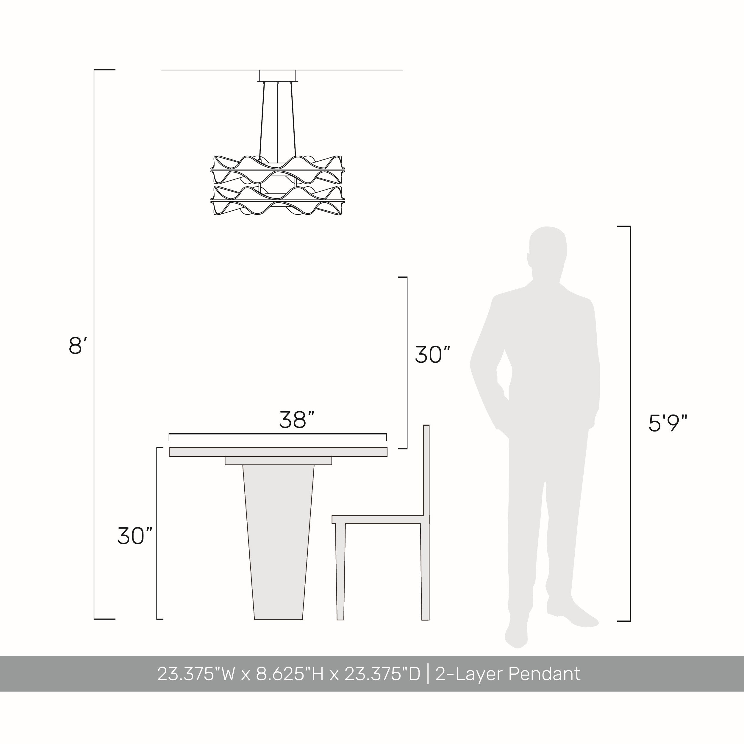 Golden Lighting Vetrina Integrated LED 2-tier Pendant in Light Gold - - Golden Lighting