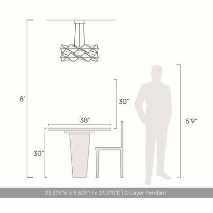 Golden Lighting Vetrina Integrated LED 2-tier Pendant in Light Gold - - Golden Lighting