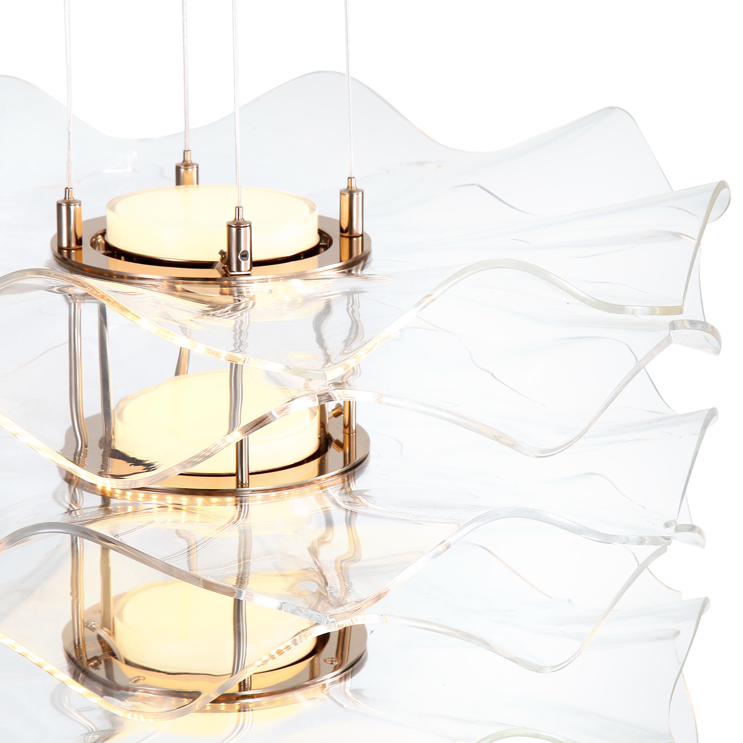 Golden Lighting Vetrina Integrated LED 3-tier Pendant in Light Gold - - Golden Lighting