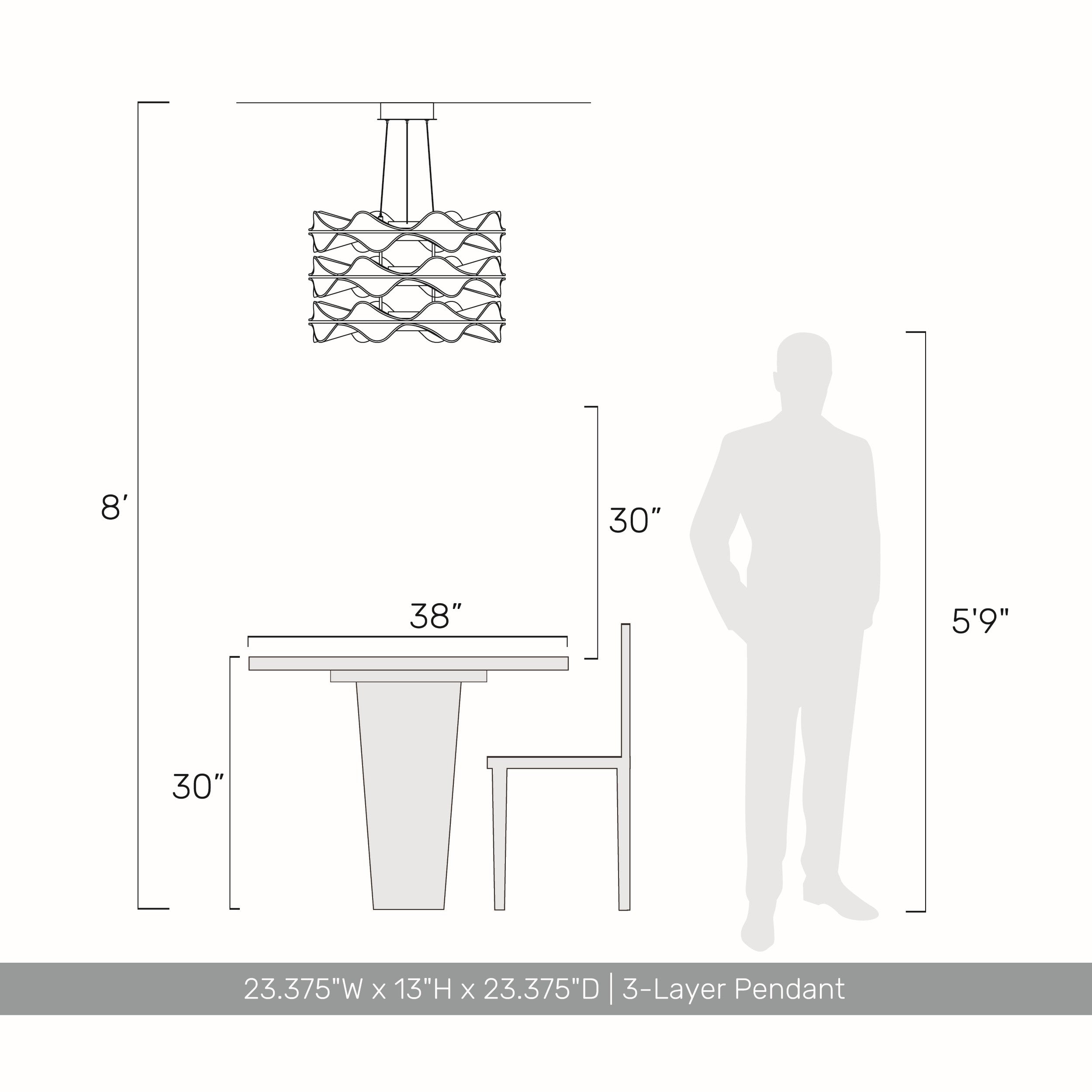 Golden Lighting Vetrina Integrated LED 3-tier Pendant in Light Gold - - Golden Lighting
