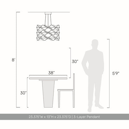 Golden Lighting Vetrina Integrated LED 3-tier Pendant in Light Gold - - Golden Lighting