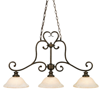Heartwood 3-light Pendant in Burnt Sienna, alternate view - Golden Lighting