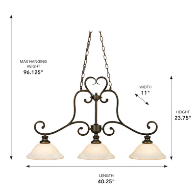 Heartwood 3-light Pendant in Burnt Sienna, alternate view - Golden Lighting