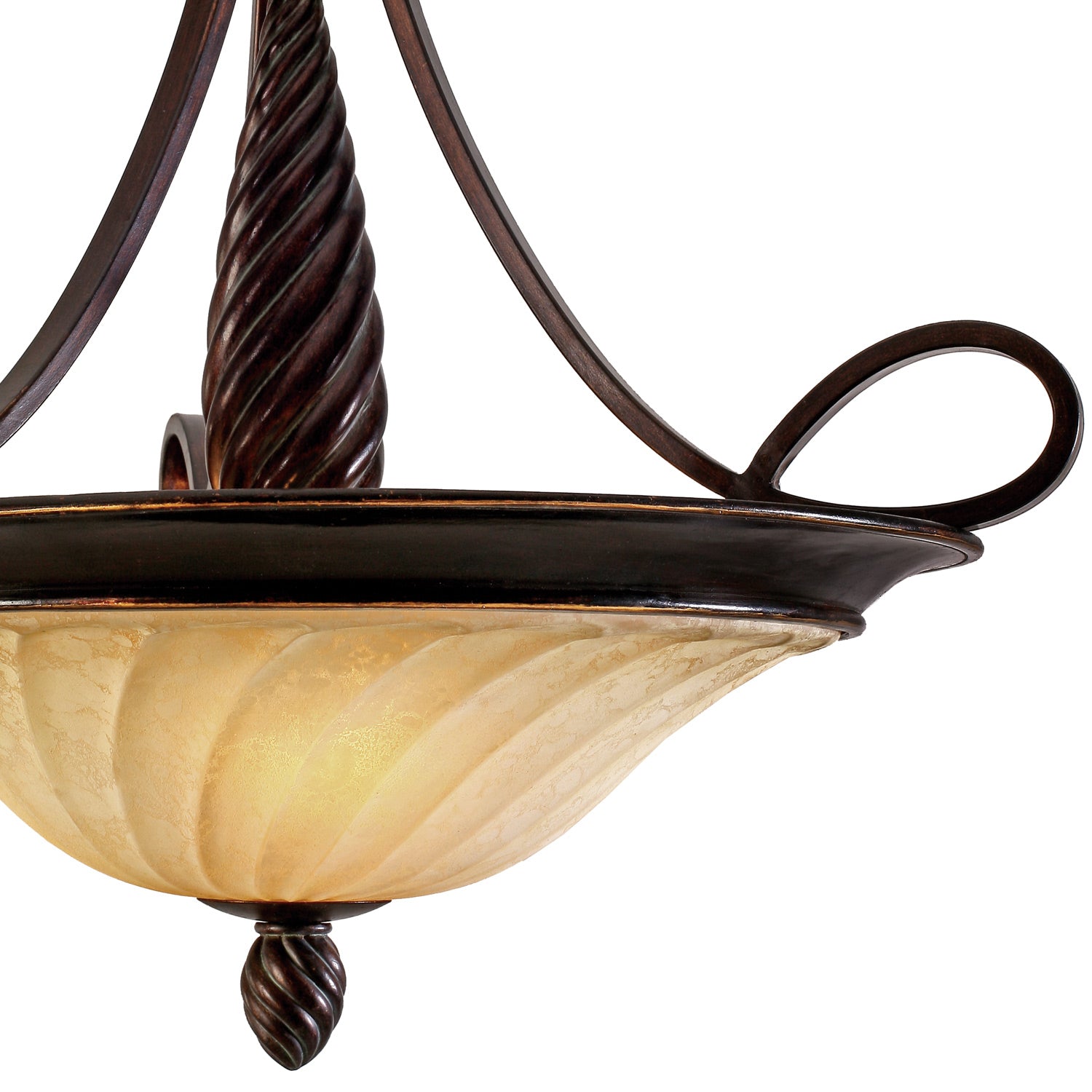 Torbellino 3 Light Pendant in Cordoban Bronze with Remolino Glass - Cordoban Bronze / Remolino Glass / Beige - Golden Lighting