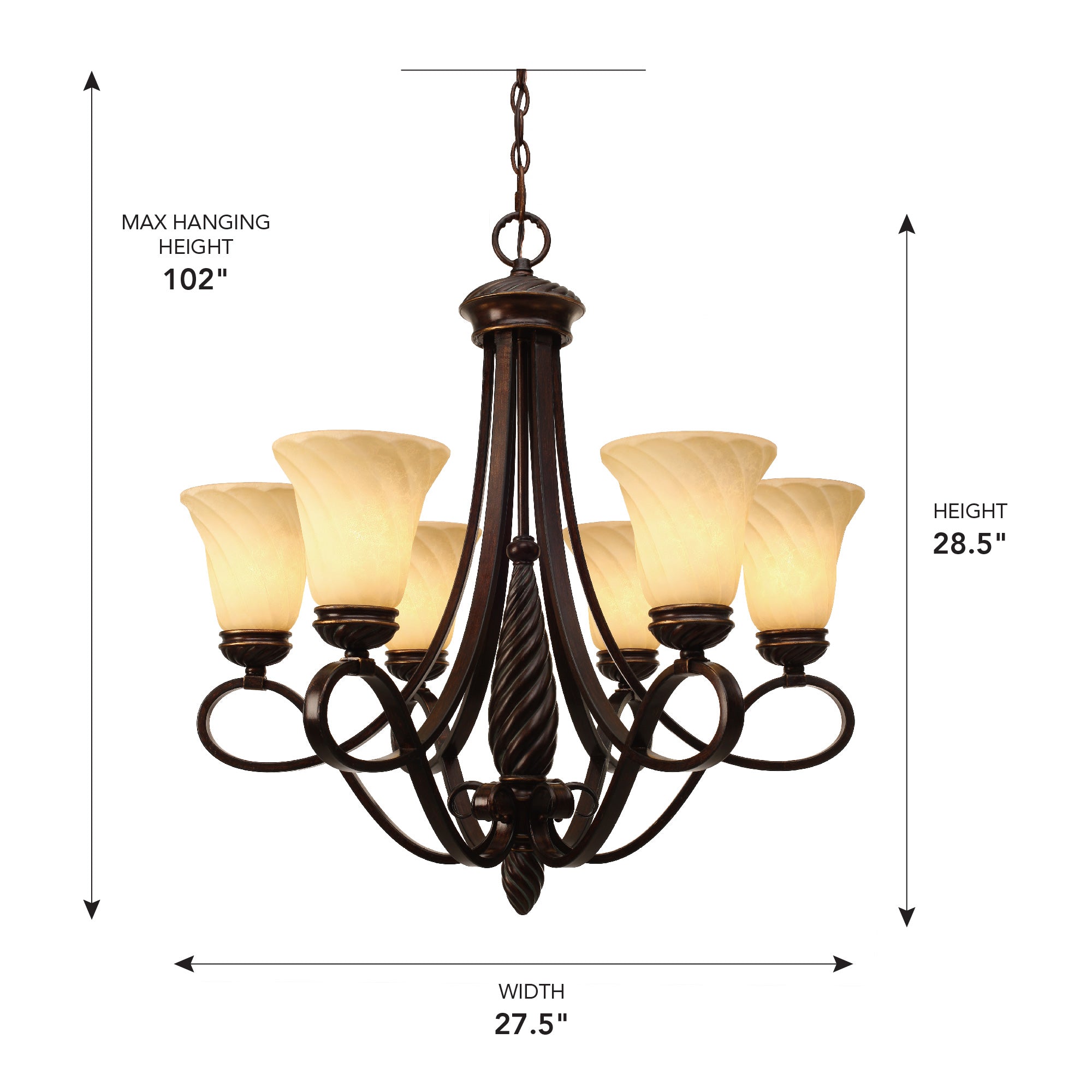 Torbellino 6-light Chandelier in Cordoban Bronze
