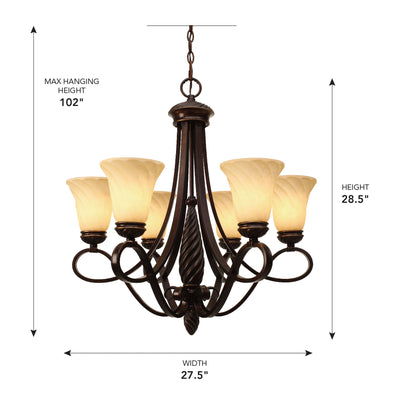 Torbellino 6-light Chandelier in Cordoban Bronze