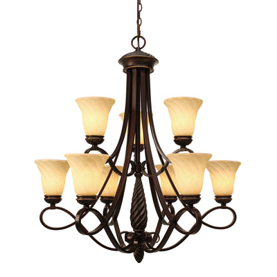 Torbellino 9-light Chandelier in Cordoban Bronze - Golden Lighting