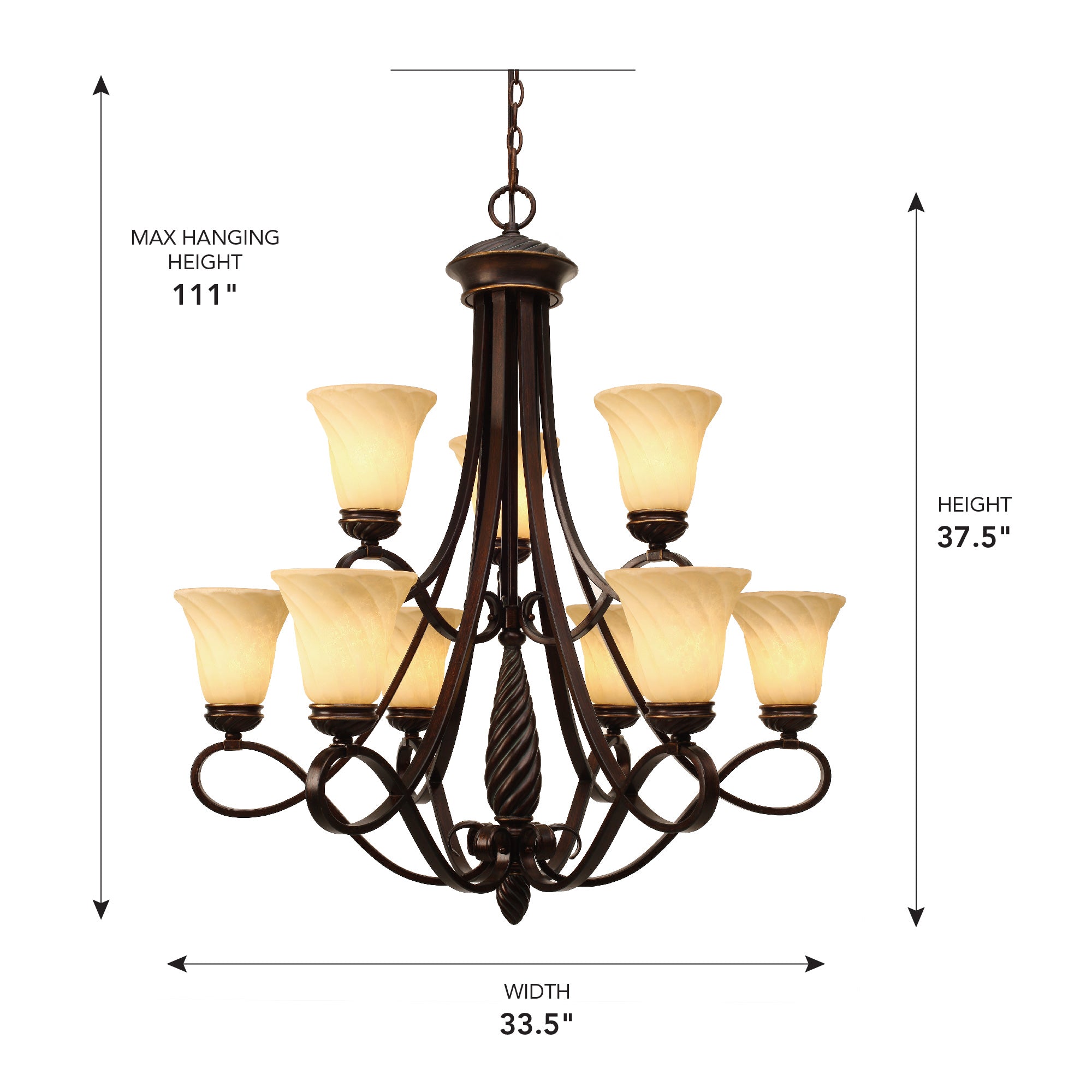 Torbellino 9-light Chandelier in Cordoban Bronze