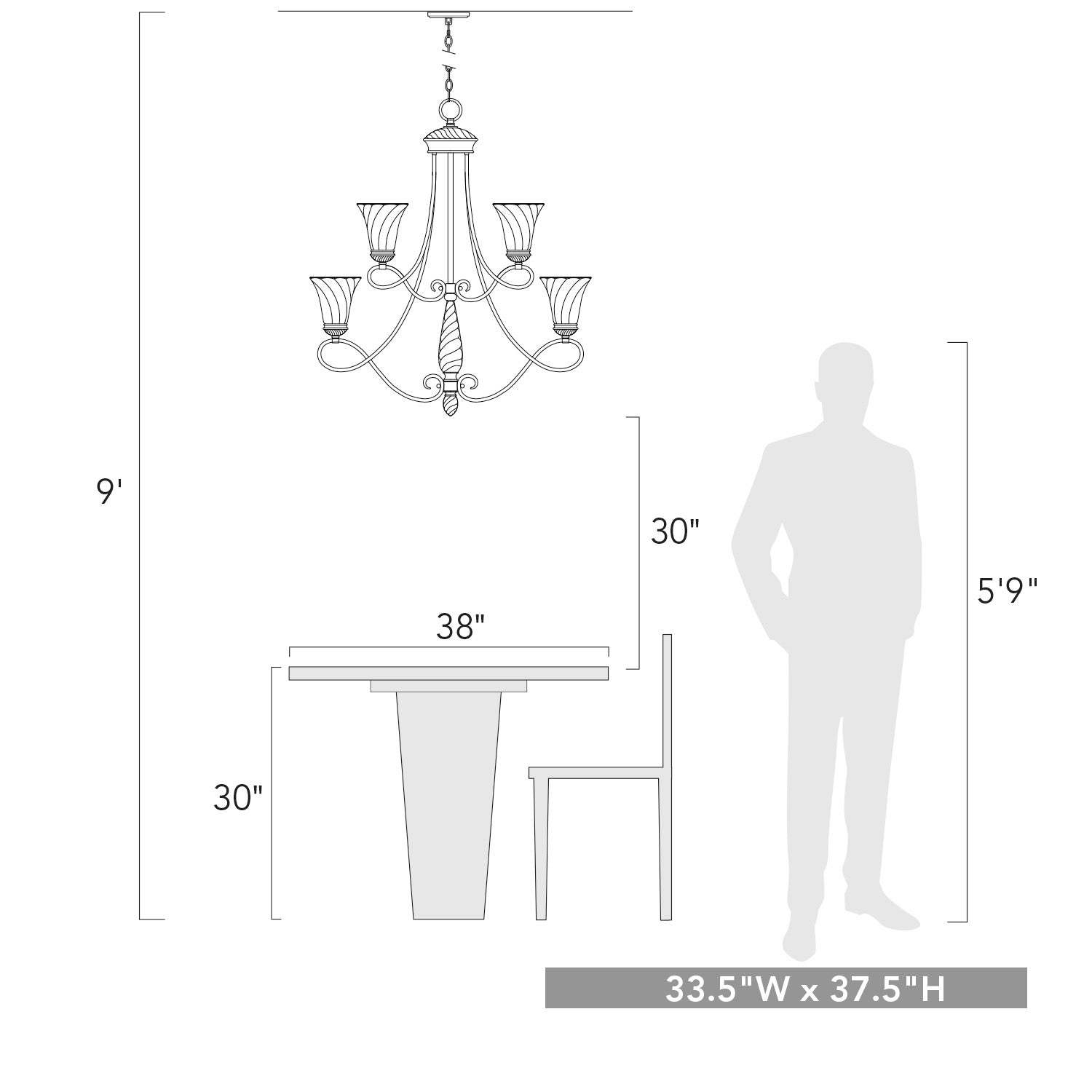 Torbellino 9-light Chandelier in Cordoban Bronze