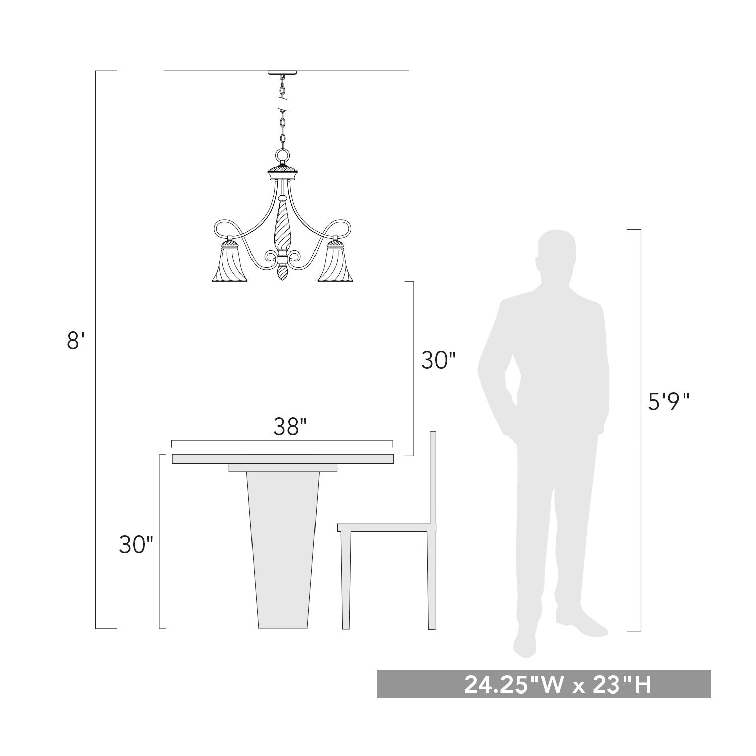 Torbellino 5-light Chandelier in Cordoban Bronze