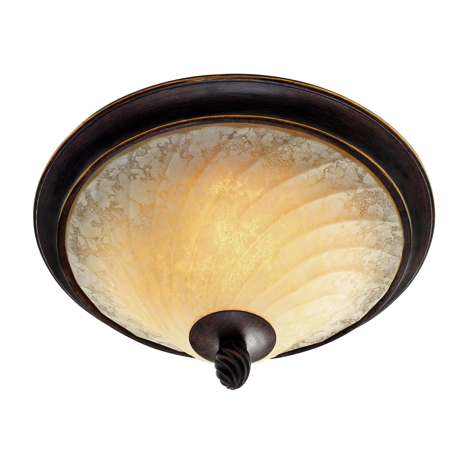 Torbellino Flush Mount in Cordoban Bronze with Remolino Glass - - Golden Lighting