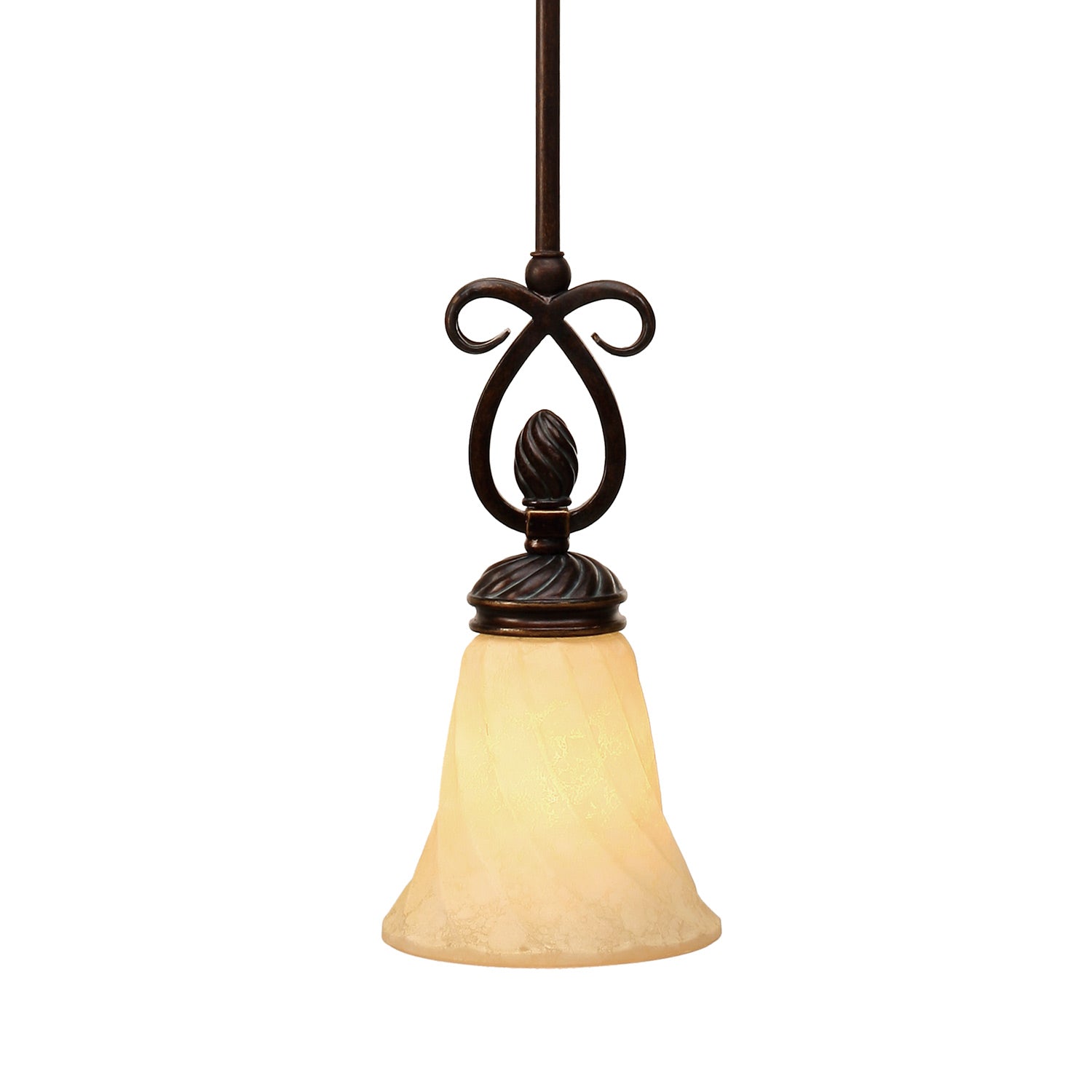 Torbellino Mini Pendant in Cordoban Bronze with Remolino Glass - Cordoban Bronze / Remolino Glass / Beige - Golden Lighting