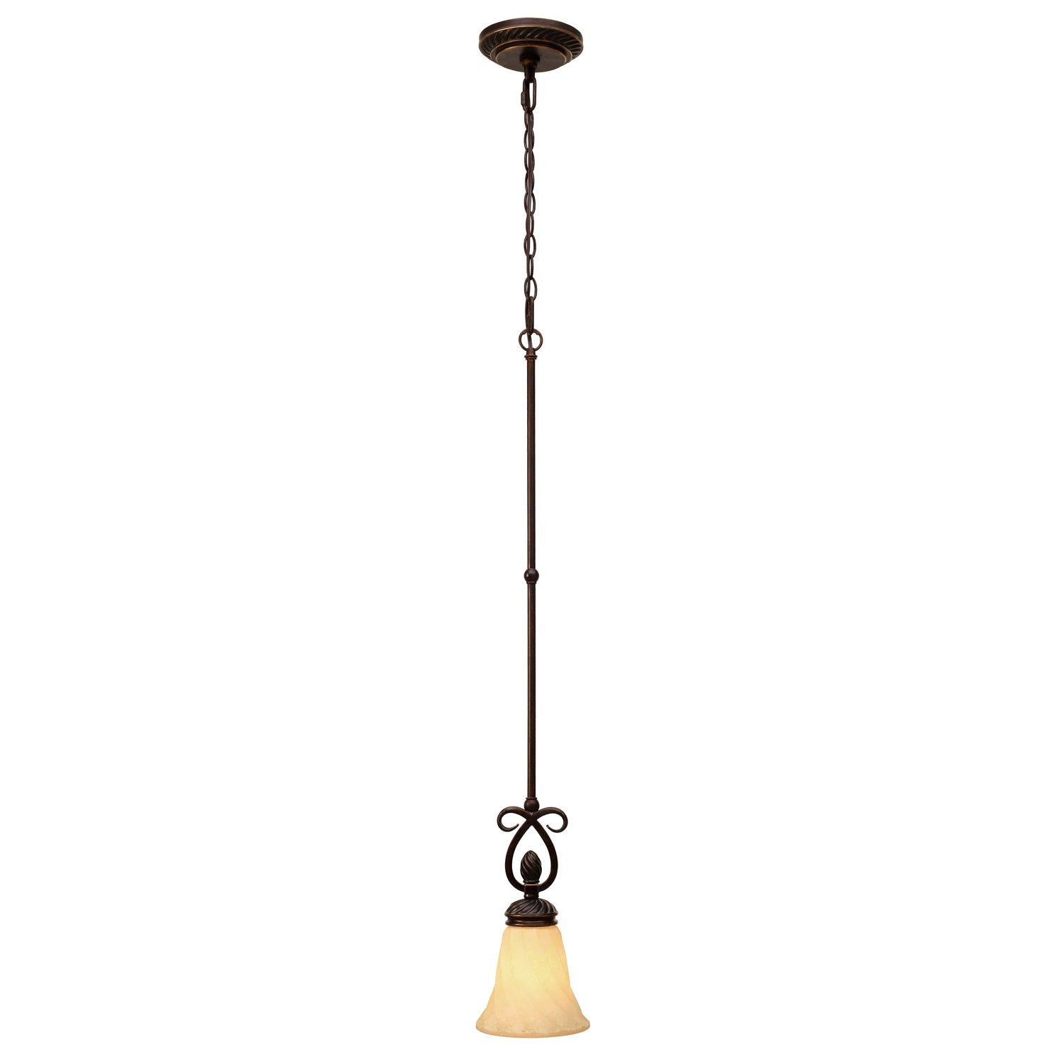 Torbellino Mini Pendant in Cordoban Bronze with Remolino Glass - - Golden Lighting