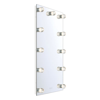 Starlight LED 24in Mirror with Clear Acrylic Globe Diffusers, side view - Golden Lighting