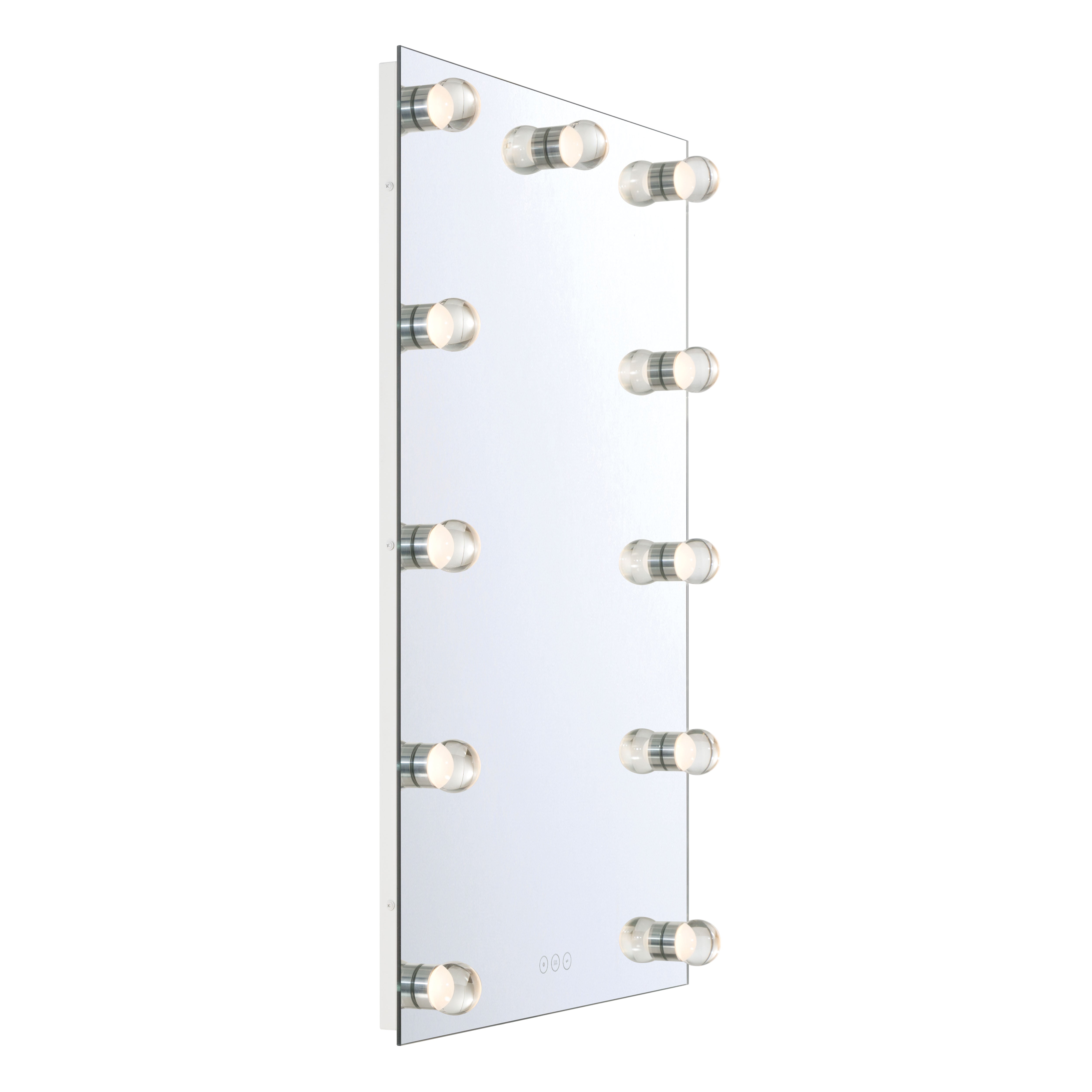 Starlight LED 24in Mirror with Clear Acrylic Globe Diffusers, side view - Golden Lighting