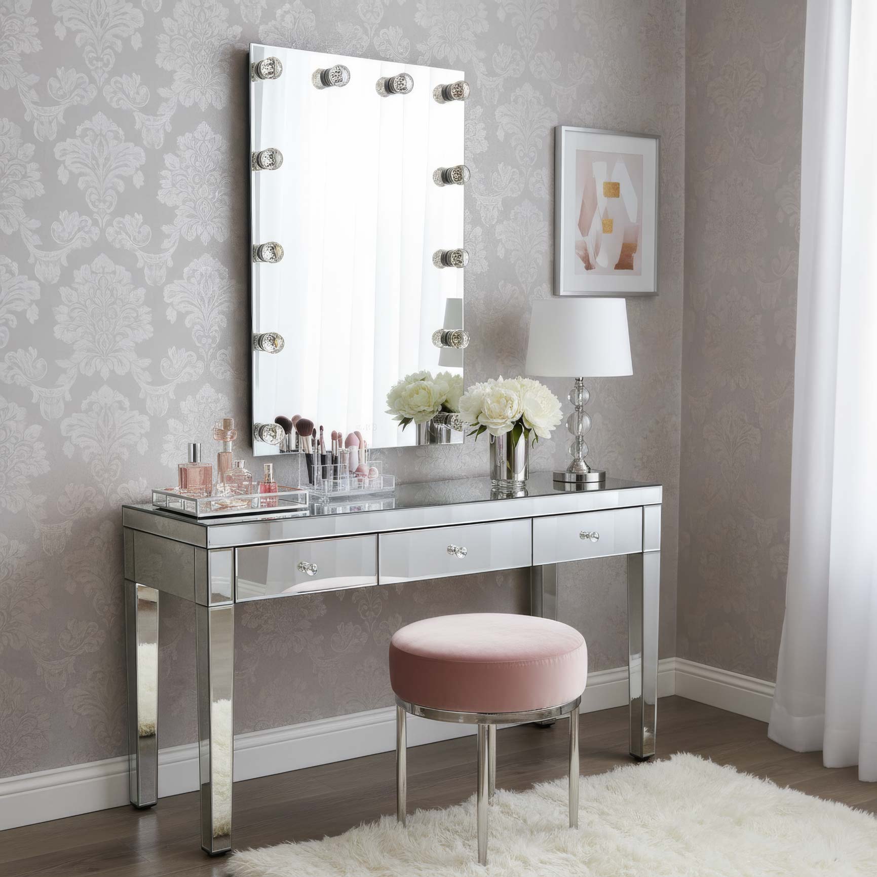 Starlight LED 30in Mirror with Clear Acrylic Globe Diffusers