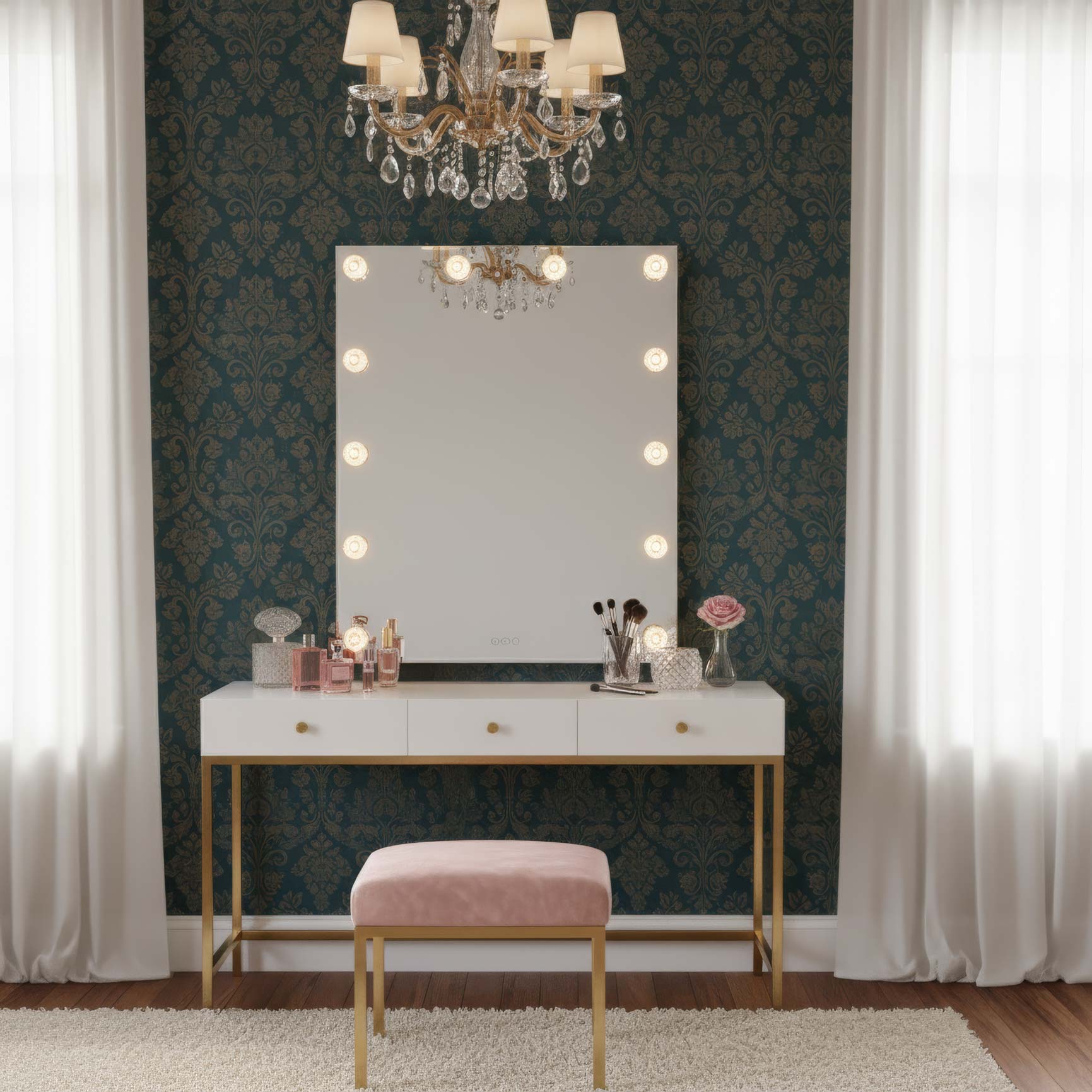Starlight LED 30in Mirror with Glass Rose Diffusers