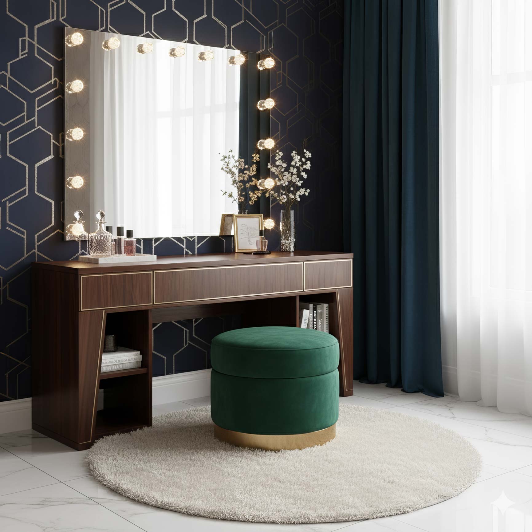 Starlight LED 48in Mirror with Clear Acrylic Globe Diffusers