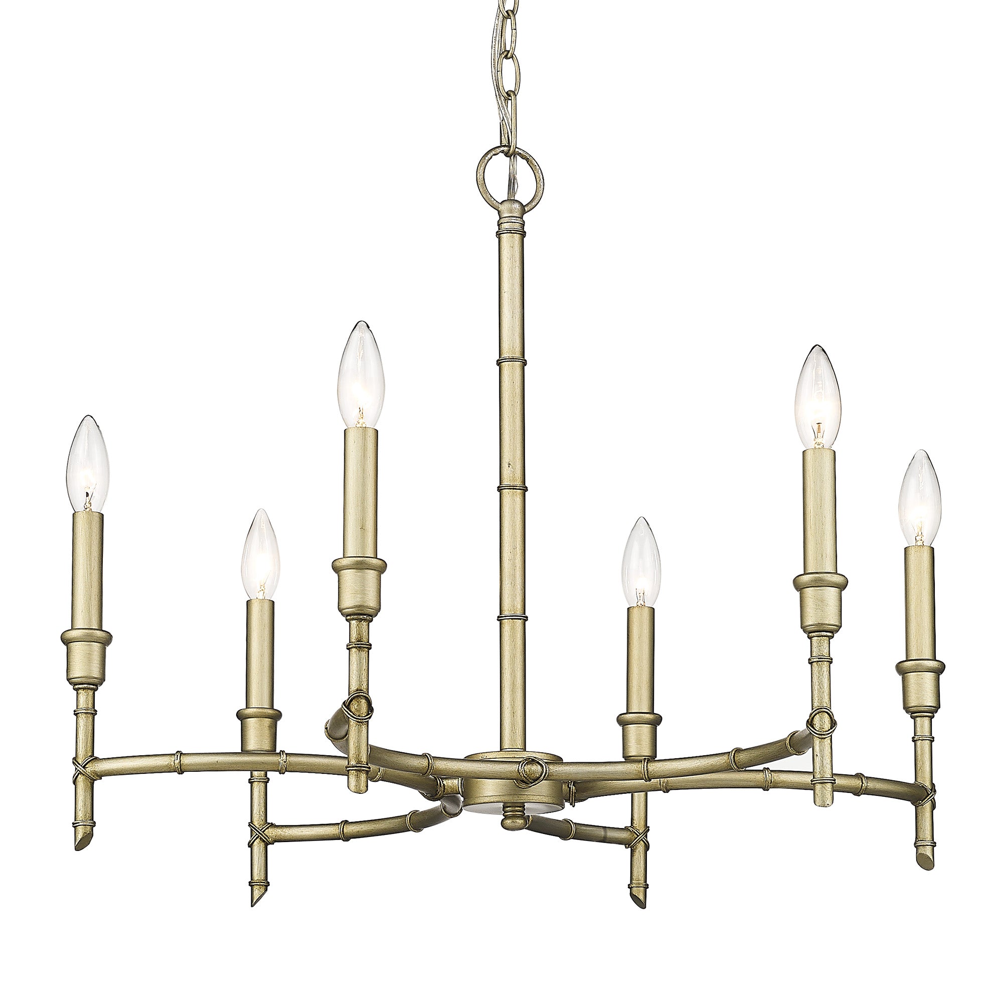 Cambay 6 Light Chandelier in White Gold - - Golden Lighting