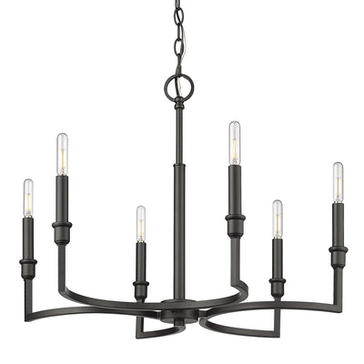 Golden Lighting Ellyn 6-light Chandelier in Matte Black - - Golden Lighting