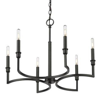 Golden Lighting Ellyn 6-light Chandelier in Matte Black - - Golden Lighting