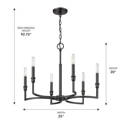 Golden Lighting Ellyn 6-light Chandelier in Matte Black - - Golden Lighting