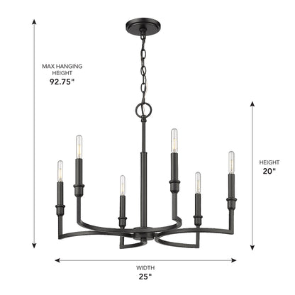 Golden Lighting Ellyn 6-light Chandelier in Matte Black - - Golden Lighting