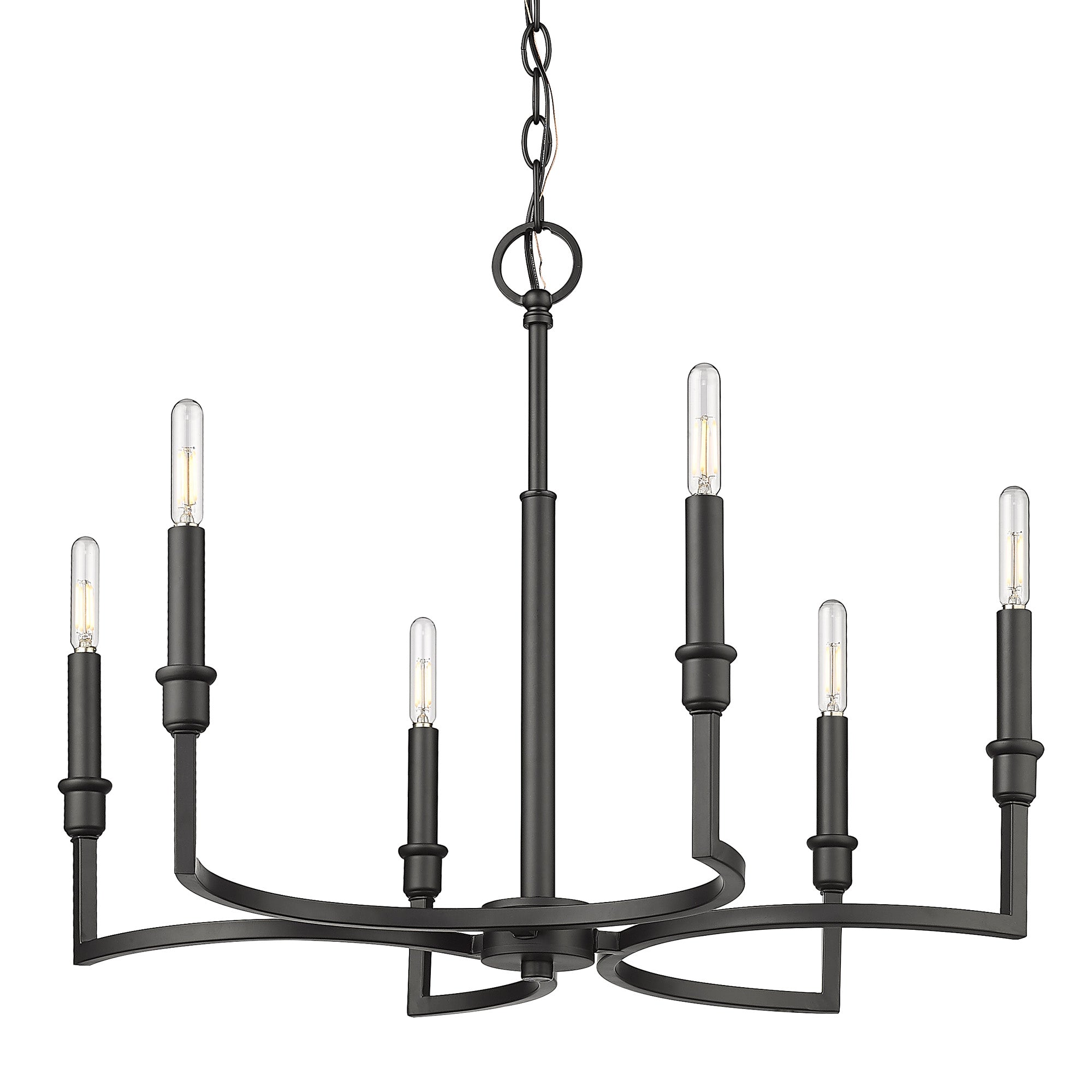 Ellyn 6 Light Chandelier in Matte Black - - Golden Lighting