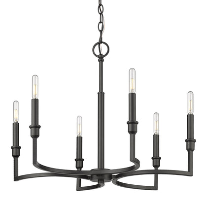 Ellyn 6 Light Chandelier in Matte Black - - Golden Lighting