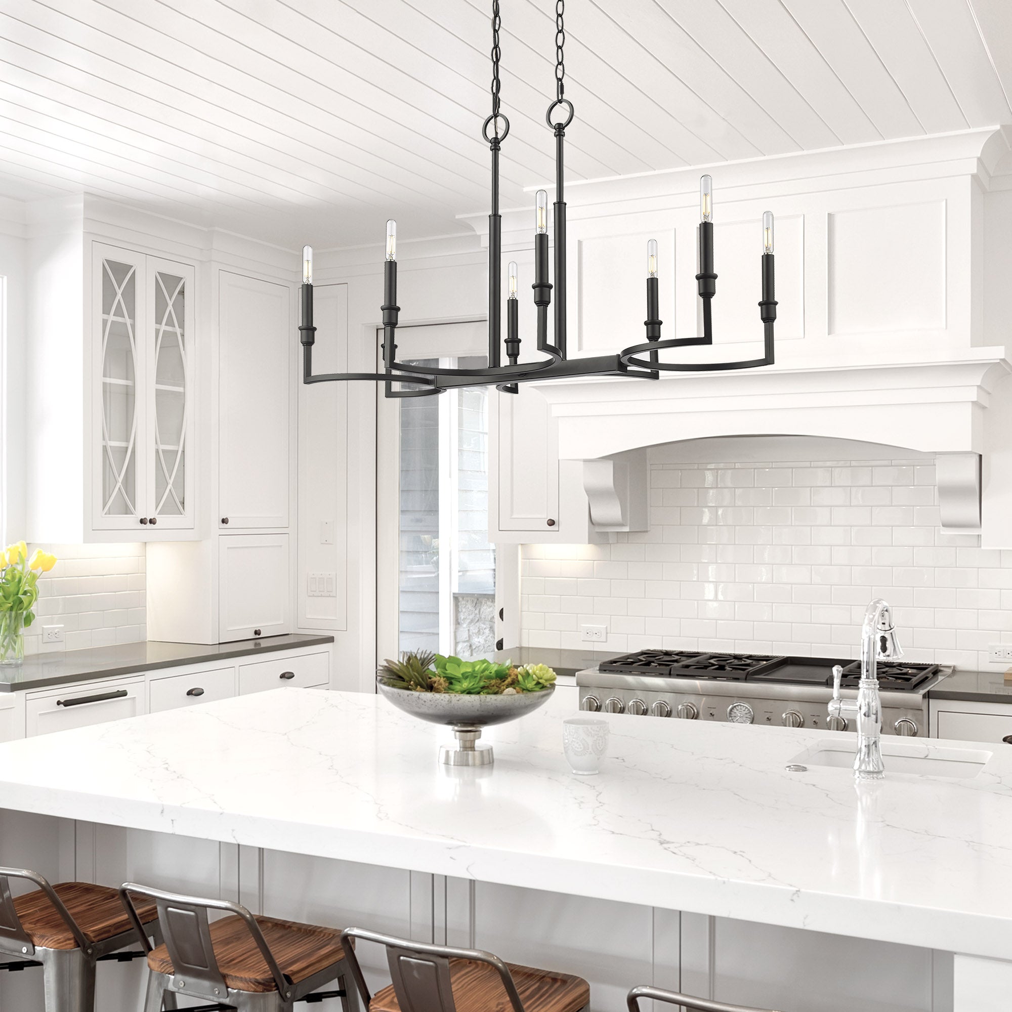 Golden Lighting Ellyn 8-light Island Light in Matte Black - - Golden Lighting