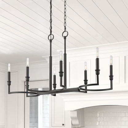 Golden Lighting Ellyn 8-light Island Light in Matte Black - - Golden Lighting