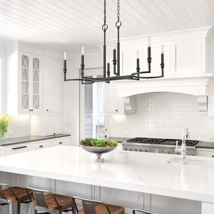 Golden Lighting Ellyn 8-light Island Light in Matte Black